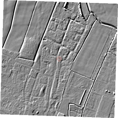 Shaded relief map of the ground around PE252RN, computed from Environment Agency LiDAR. The ground here sits at about 2 m above sea level and falls 5 m across the surrounding 800 m. Surface water reaching this point runs off ground lying to the south-south-west, 1.6 m higher.