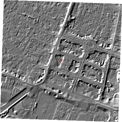 Shaded relief map of the ground around PE252SH, computed from Environment Agency LiDAR. The ground here sits at about 3 m above sea level and falls 5 m across the surrounding 800 m. Surface water reaching this point runs off ground lying to the south-south-east, 1.3 m higher.