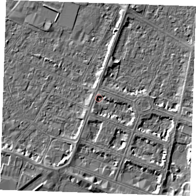 Shaded relief map of the ground around PE252SJ, computed from Environment Agency LiDAR. The ground here sits at about 3 m above sea level and falls 4 m across the surrounding 800 m. Surface water reaching this point runs off ground lying to the east-south-east, 3.0 m higher.