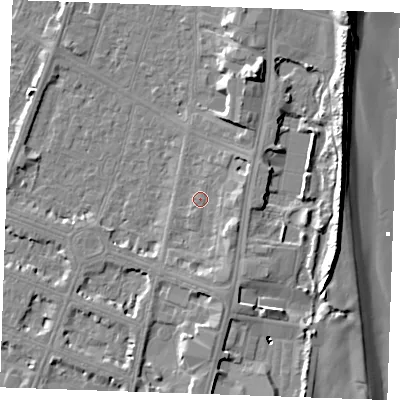 Shaded relief map of the ground around PE252TG, computed from Environment Agency LiDAR. The ground here sits at about 4 m above sea level and falls 12 m across the surrounding 800 m. Surface water reaching this point runs off ground lying to the north-north-east, 7.0 m higher.