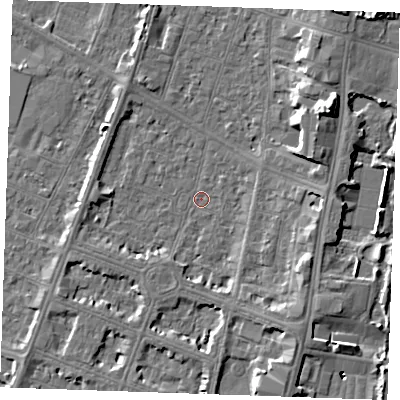 Shaded relief map of the ground around PE252TH, computed from Environment Agency LiDAR. The ground here sits at about 3 m above sea level and falls 10 m across the surrounding 800 m. Surface water reaching this point runs off ground lying to the north-east, 9.2 m higher.