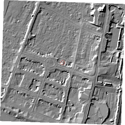 Shaded relief map of the ground around PE252TQ, computed from Environment Agency LiDAR. The ground here sits at about 3 m above sea level and falls 10 m across the surrounding 800 m. Surface water reaching this point runs off ground lying to the north-east, 8.5 m higher.
