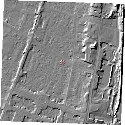 Shaded relief map of the ground around PE252TX, computed from Environment Agency LiDAR. The ground here sits at about 3 m above sea level and falls 9 m across the surrounding 800 m. Surface water reaching this point runs off ground lying to the east-north-east, 9.2 m higher.