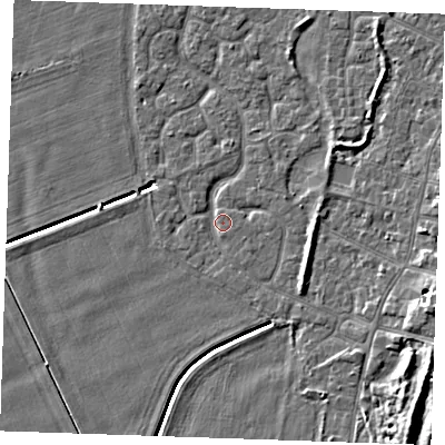 Shaded relief map of the ground around PE253AP, computed from Environment Agency LiDAR. The ground here sits at about 3 m above sea level and falls 6 m across the surrounding 800 m. Surface water reaching this point runs off ground lying to the south-east, 4.5 m higher.