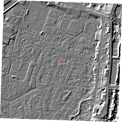 Shaded relief map of the ground around PE253JG, computed from Environment Agency LiDAR. The ground here sits at about 3 m above sea level and falls 6 m across the surrounding 800 m. Surface water reaching this point runs off ground lying to the north-east, 0.6 m higher.