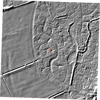Shaded relief map of the ground around PE253NE, computed from Environment Agency LiDAR. The ground here sits at about 3 m above sea level and falls 5 m across the surrounding 800 m. Surface water reaching this point runs off ground lying to the east-south-east, 0.8 m higher.