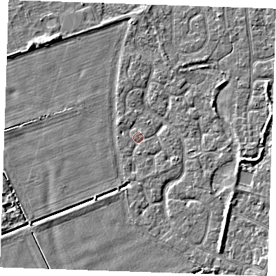 Shaded relief map of the ground around PE253NH, computed from Environment Agency LiDAR. The ground here sits at about 3 m above sea level and falls 4 m across the surrounding 800 m. Surface water reaching this point runs off ground lying to the south-east, 2.3 m higher.