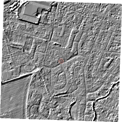 Shaded relief map of the ground around PE253PN, computed from Environment Agency LiDAR. The ground here sits at about 3 m above sea level and falls 3 m across the surrounding 800 m. Surface water reaching this point runs off ground lying to the south-east, 0.9 m higher.