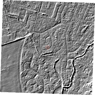 Shaded relief map of the ground around PE253PW, computed from Environment Agency LiDAR. The ground here sits at about 3 m above sea level and falls 3 m across the surrounding 800 m. Surface water reaching this point runs off ground lying to the south-south-west, 0.7 m higher.
