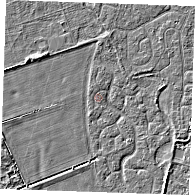 Shaded relief map of the ground around PE253QF, computed from Environment Agency LiDAR. The ground here sits at about 3 m above sea level and falls 4 m across the surrounding 800 m. Surface water reaching this point runs off ground lying to the south-south-west, 1.1 m higher.