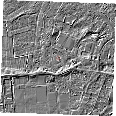 Shaded relief map of the ground around PE253RY, computed from Environment Agency LiDAR. The ground here sits at about 3 m above sea level and falls 3 m across the surrounding 800 m. Surface water reaching this point runs off ground lying to the south-east, 1.7 m higher.