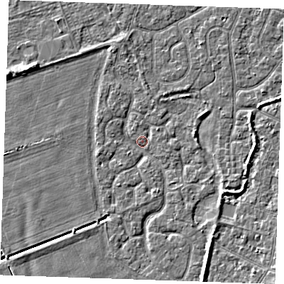 Shaded relief map of the ground around PE253SG, computed from Environment Agency LiDAR. The ground here sits at about 3 m above sea level and falls 4 m across the surrounding 800 m. Surface water reaching this point runs off ground lying to the south-south-east, 2.2 m higher.