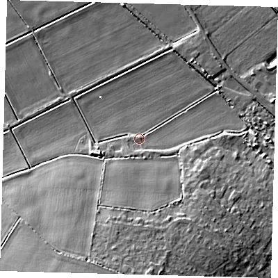 Shaded relief map of the ground around PE261JL, computed from Environment Agency LiDAR. The ground here sits at about 2 m above sea level and falls 15 m across the surrounding 800 m. Surface water reaching this point runs off ground lying to the south-south-west, 8.0 m higher.