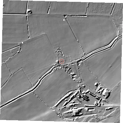 Shaded relief map of the ground around PE262RU, computed from Environment Agency LiDAR. The ground here sits at about 3 m above sea level and falls 19 m across the surrounding 800 m. Surface water reaching this point runs off ground lying to the south-east, 3.1 m higher.