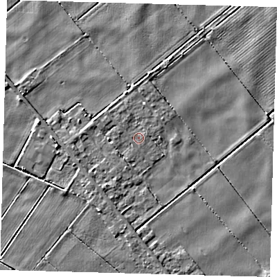 Shaded relief map of the ground around PE262TX, computed from Environment Agency LiDAR. The ground here sits at about -0 m above sea level and falls 4 m across the surrounding 800 m. Surface water reaching this point runs off ground lying to the north-north-west, 0.8 m higher.