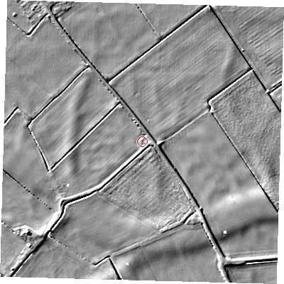 Shaded relief map of the ground around PE262UG, computed from Environment Agency LiDAR. The ground here sits at about -0 m above sea level and falls 5 m across the surrounding 800 m. Surface water reaching this point runs off ground lying to the north, 1.8 m higher.