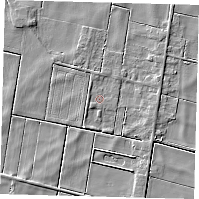 Shaded relief map of the ground around PE262UP, computed from Environment Agency LiDAR. The ground here sits at about -0 m above sea level and falls 4 m across the surrounding 800 m. Surface water reaching this point runs off ground lying to the west-south-west, 1.6 m higher.
