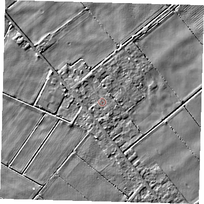 Shaded relief map of the ground around PE262UQ, computed from Environment Agency LiDAR. The ground here sits at about -0 m above sea level and falls 4 m across the surrounding 800 m. Surface water reaching this point runs off ground lying to the south, 1.3 m higher.