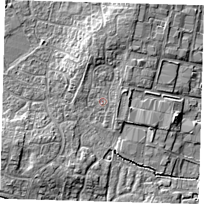Shaded relief map of the ground around PE273JB, computed from Environment Agency LiDAR. The ground here sits at about 11 m above sea level and falls 7 m across the surrounding 800 m. Surface water reaching this point runs off ground lying to the north, 1.2 m higher.