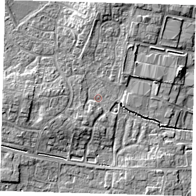Shaded relief map of the ground around PE273JG, computed from Environment Agency LiDAR. The ground here sits at about 8 m above sea level and falls 7 m across the surrounding 800 m. Surface water reaching this point runs off ground lying to the west-south-west, 3.1 m higher.