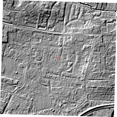 Shaded relief map of the ground around PE275NR, computed from Environment Agency LiDAR. The ground here sits at about 6 m above sea level and falls 8 m across the surrounding 800 m. Surface water reaching this point runs off ground lying to the north-east, 1.5 m higher.