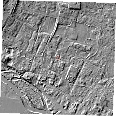 Shaded relief map of the ground around PE275SE, computed from Environment Agency LiDAR. The ground here sits at about 7 m above sea level and falls 6 m across the surrounding 800 m. Surface water reaching this point runs off ground lying to the north-west, 1.3 m higher.