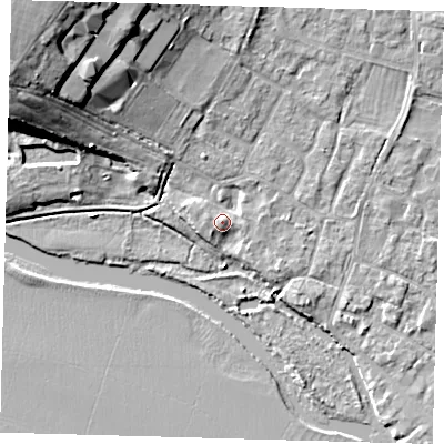 Shaded relief map of the ground around PE276DL, computed from Environment Agency LiDAR. The ground here sits at about 8 m above sea level and falls 19 m across the surrounding 800 m. Surface water reaching this point runs off ground lying to the north-north-east, 2.2 m higher.