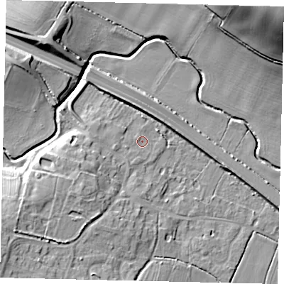 Shaded relief map of the ground around PE280UL, computed from Environment Agency LiDAR. The ground here sits at about 21 m above sea level and falls 34 m across the surrounding 800 m. Surface water reaching this point runs off ground lying to the west-south-west, 1.0 m higher.