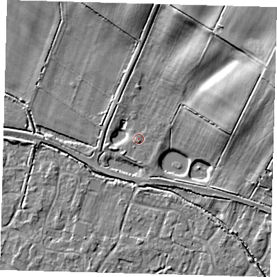 Shaded relief map of the ground around PE282BL, computed from Environment Agency LiDAR. The ground here sits at about 8 m above sea level and falls 26 m across the surrounding 800 m. Surface water reaching this point runs off ground lying to the north-east, 23.8 m higher.