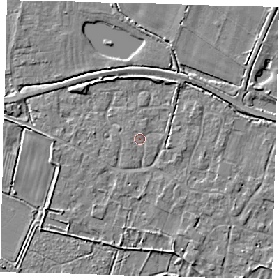 Shaded relief map of the ground around PE282JN, computed from Environment Agency LiDAR. The ground here sits at about 8 m above sea level and falls 5 m across the surrounding 800 m. Surface water reaching this point runs off ground lying to the south-west, 1.1 m higher.