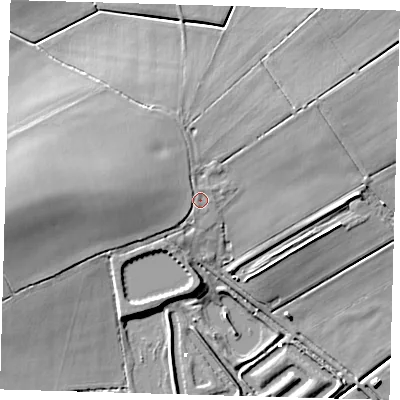 Shaded relief map of the ground around PE282UL, computed from Environment Agency LiDAR. The ground here sits at about 4 m above sea level and falls 12 m across the surrounding 800 m. Surface water reaching this point runs off ground lying to the west, 4.4 m higher.