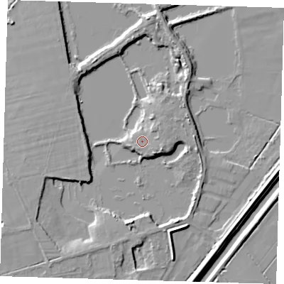 Shaded relief map of the ground around PE283SA, computed from Environment Agency LiDAR. The ground here sits at about 5 m above sea level and falls 7 m across the surrounding 800 m. Surface water reaching this point runs off ground lying to the east-south-east, 0.9 m higher.