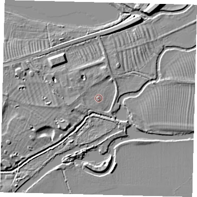Shaded relief map of the ground around PE284NE, computed from Environment Agency LiDAR. The ground here sits at about 11 m above sea level and falls 7 m across the surrounding 800 m. Surface water reaching this point runs off ground lying to the west-south-west, 2.8 m higher.