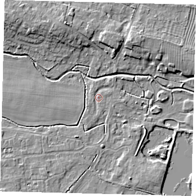 Shaded relief map of the ground around PE284NW, computed from Environment Agency LiDAR. The ground here sits at about 11 m above sea level and falls 8 m across the surrounding 800 m. Surface water reaching this point runs off ground lying to the south-west, 1.2 m higher.