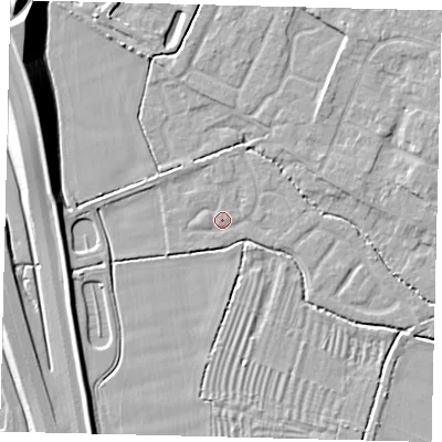 Shaded relief map of the ground around PE284SU, computed from Environment Agency LiDAR. The ground here sits at about 11 m above sea level and falls 17 m across the surrounding 800 m. Surface water reaching this point runs off ground lying to the west-north-west, 1.2 m higher.
