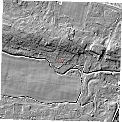 Shaded relief map of the ground around PE284TW, computed from Environment Agency LiDAR. The ground here sits at about 11 m above sea level and falls 8 m across the surrounding 800 m. Surface water reaching this point runs off ground lying to the north-west, 6.0 m higher.