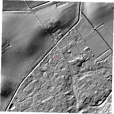 Shaded relief map of the ground around PE285PF, computed from Environment Agency LiDAR. The ground here sits at about 10 m above sea level and falls 11 m across the surrounding 800 m. Surface water reaching this point runs off ground lying to the south-south-east, 1.2 m higher.
