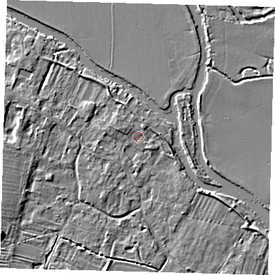 Shaded relief map of the ground around PE289AL, computed from Environment Agency LiDAR. The ground here sits at about 8 m above sea level and falls 7 m across the surrounding 800 m. Surface water reaching this point runs off ground lying to the west-north-west, 1.1 m higher.