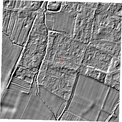 Shaded relief map of the ground around PE289BH, computed from Environment Agency LiDAR. The ground here sits at about 7 m above sea level and falls 4 m across the surrounding 800 m. Surface water reaching this point runs off ground lying to the south-east, 0.8 m higher.