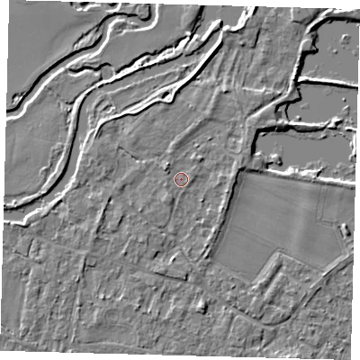 Shaded relief map of the ground around PE289DP, computed from Environment Agency LiDAR. The ground here sits at about 8 m above sea level and falls 4 m across the surrounding 800 m. Surface water reaching this point runs off ground lying to the north-east, 0.6 m higher.