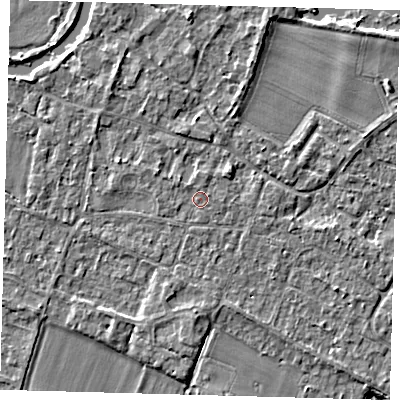 Shaded relief map of the ground around PE289EB, computed from Environment Agency LiDAR. The ground here sits at about 7 m above sea level and falls 4 m across the surrounding 800 m. Surface water reaching this point runs off ground lying to the north-north-west, 0.6 m higher.