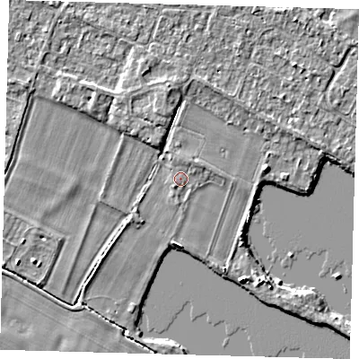 Shaded relief map of the ground around PE289EG, computed from Environment Agency LiDAR. The ground here sits at about 7 m above sea level and falls 3 m across the surrounding 800 m. Surface water reaching this point runs off ground lying to the north-east, 1.1 m higher.