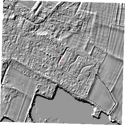 Shaded relief map of the ground around PE289EL, computed from Environment Agency LiDAR. The ground here sits at about 7 m above sea level and falls 4 m across the surrounding 800 m. Surface water reaching this point runs off ground lying to the north, 1.1 m higher.