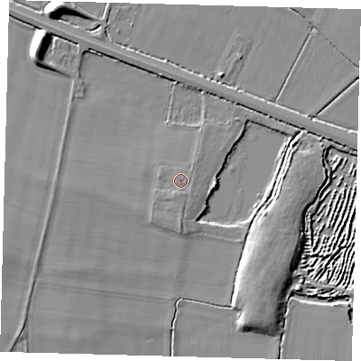 Shaded relief map of the ground around PE289GL, computed from Environment Agency LiDAR. The ground here sits at about 8 m above sea level and falls 10 m across the surrounding 800 m. Surface water reaching this point runs off ground lying to the south-south-west, 0.6 m higher.