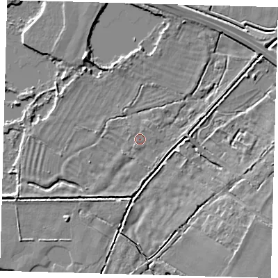 Shaded relief map of the ground around PE289HT, computed from Environment Agency LiDAR. The ground here sits at about 7 m above sea level and falls 6 m across the surrounding 800 m. Surface water reaching this point runs off ground lying to the south-west, 0.5 m higher.