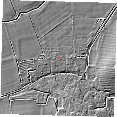 Shaded relief map of the ground around PE289NW, computed from Environment Agency LiDAR. The ground here sits at about 11 m above sea level and falls 6 m across the surrounding 800 m. Surface water reaching this point runs off ground lying to the south-west, 0.6 m higher.