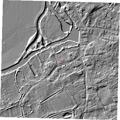Shaded relief map of the ground around PE292HJ, computed from Environment Agency LiDAR. The ground here sits at about 10 m above sea level and falls 4 m across the surrounding 800 m. Surface water reaching this point runs off ground lying to the south-south-east, 1.5 m higher.