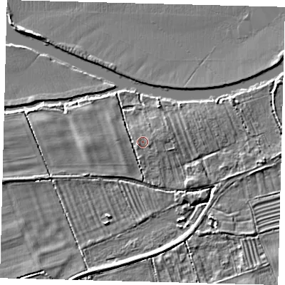 Shaded relief map of the ground around PE292LA, computed from Environment Agency LiDAR. The ground here sits at about 11 m above sea level and falls 4 m across the surrounding 800 m. Surface water reaching this point runs off ground lying to the west-south-west, 0.6 m higher.