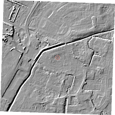 Shaded relief map of the ground around PE302DJ, computed from Environment Agency LiDAR. The ground here sits at about 3 m above sea level and falls 11 m across the surrounding 800 m. Surface water reaching this point runs off ground lying to the south, 3.0 m higher.
