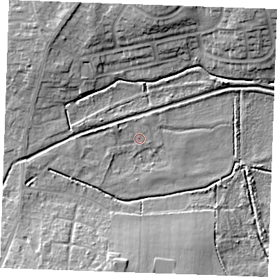 Shaded relief map of the ground around PE304DU, computed from Environment Agency LiDAR. The ground here sits at about 3 m above sea level and falls 11 m across the surrounding 800 m. Surface water reaching this point runs off ground lying to the west, 2.9 m higher.